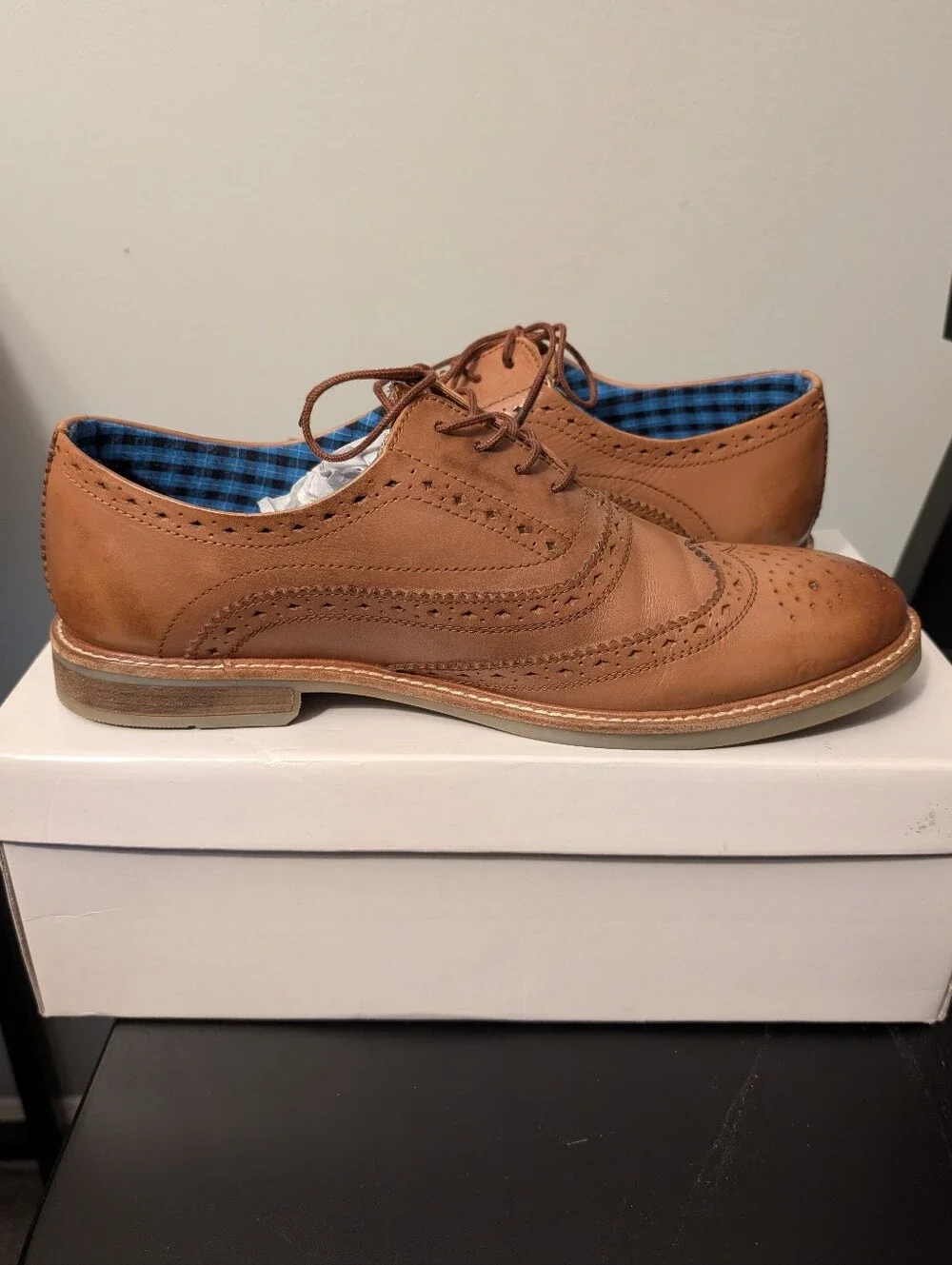 Men's Ben Sherman Tan Leather Wingtip Dress Shoes